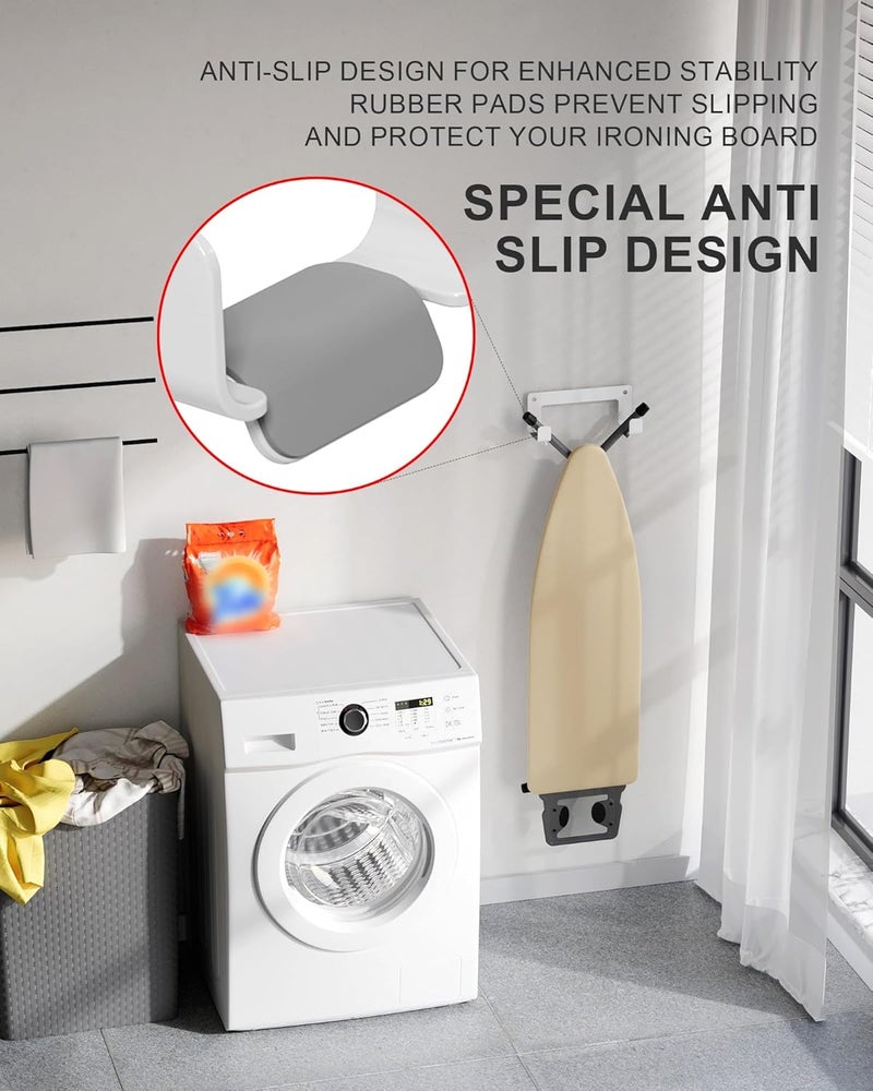 MUSVOH Ironing Board Holder Wall Mount Stainless Steel, Y T Leg Ironing Board Hanger Wall Mount for Laundry Room, Iron Board Hooks for Wall Heavy Duty, White - Image 3